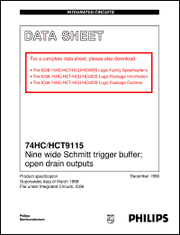 74HCT9115N datasheet: Nine wide Schmitt trigger buffer; open drain outputs 74HCT9115N