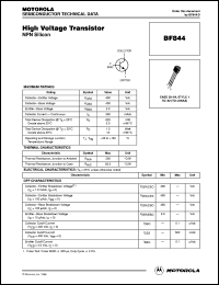 BF844 datasheet: NPN silicon high voltage transistor BF844