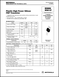 BD808 datasheet: Plastic high power silicon PNP transistor BD808