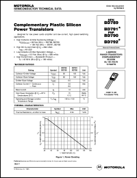 BD792 datasheet: PNP complementary plastic silicon power transistor BD792