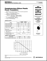 BD244B datasheet: PNP complementary silicon plastic power transistor BD244B