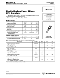 BD237 datasheet: Plastic medium power silicon NPN transistor BD237