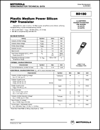 BD180 datasheet: Plastic medium power silicon PNP transistor BD180