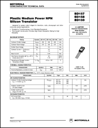 BD157 datasheet: Plastic medium power NPN silicon transistor BD157