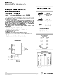 MC54HC251J datasheet: 8-input data selector, multiplexer with 3-state outputs MC54HC251J