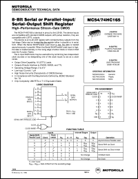 MC74HC165N datasheet: 8-bit serial or parallel-input, serial-output shift register MC74HC165N