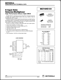 MC74HC151D datasheet: 8-input data selector, multiplexer MC74HC151D