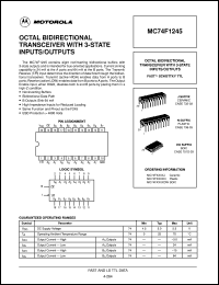 MC74F1245DW datasheet: Octal bidirectional transceiver with 3-state inputs, outputs MC74F1245DW