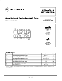 MC74ACT810N datasheet: Quad 2-input exclusive-NOR gate MC74ACT810N