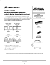 MC74AC648N datasheet: Octal transceiver, register with 3-state outputs (inverting) MC74AC648N