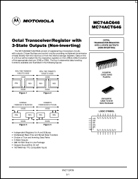 MC74ACT646N datasheet: Octal transceiver, register with 3-state outputs (non-inverting) MC74ACT646N