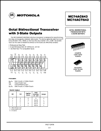 MC74AC643N datasheet: Octal bidirectional transceiver with 3-state outputs MC74AC643N