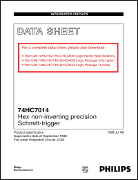 74HC7014D datasheet: Hex non-inverting precision Schmitt-trigger 74HC7014D