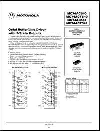 MC74ACT541DW datasheet: Octal buffer, line driver with 3-state outputs MC74ACT541DW