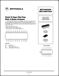 MC74ACT534N datasheet: Octal D-type flip-flop with 3-state outputs MC74ACT534N