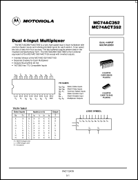 MC74ACT352N datasheet: Dual 4-input multiplexer MC74ACT352N
