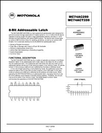 MC74AC259D datasheet: 8-bit addressable latch MC74AC259D