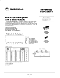 MC74AC253D datasheet:  Dual 4-input multiplexer with 3-state outputs MC74AC253D