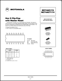 MC74AC174N datasheet: Hex D flip-flop with master reset MC74AC174N