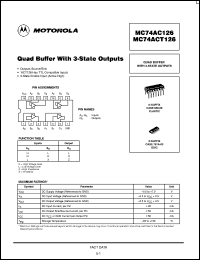MC74ACT126N datasheet: Quad buffer with 3-state outputs MC74ACT126N