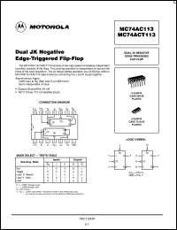 MC74ACT113N datasheet: Dual JK negative edge-triggered flip-flop MC74ACT113N
