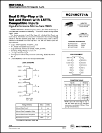 MC74HCT74AN datasheet: Dual D flip-flop with set and reset with LSTTL compatible inputs MC74HCT74AN