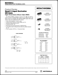 MC54HC86AJ datasheet: Quad 2-input exclusive OR gate MC54HC86AJ