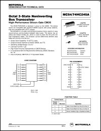 MC74HC245AN datasheet: Octal 3-state noninverting bus transceiver MC74HC245AN