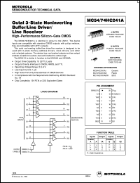 MC74HC241ADW datasheet: Octal 3-state noninverting buffer/line driver/line receiver MC74HC241ADW