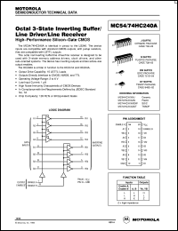 MC54HC240AJ datasheet: Octal 3-state inverting buffer/line driver/line receiver MC54HC240AJ