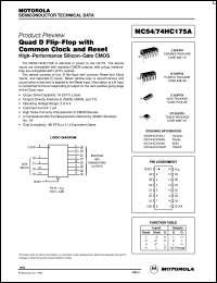 MC74HC175AN datasheet: Quad D flip-flop with common clock and reset MC74HC175AN