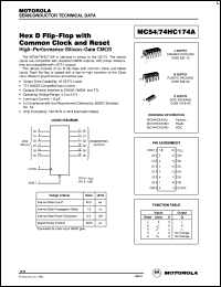 MC74HC174AN datasheet: Hex D flip-flop with common clock and reset MC74HC174AN