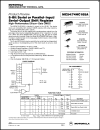 MC74HC165AN datasheet: 8-bit serial or parallel-input/serial-output shift register MC74HC165AN