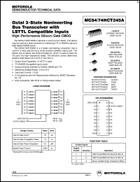 MC74HCT245ADW datasheet: Octal 3-state noninverting bus transceiver with LSTTL compatibel inputs MC74HCT245ADW