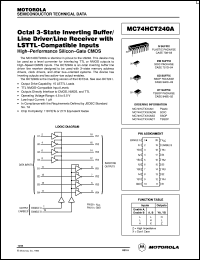 MC74HCT240ASD datasheet: Octal 3-state inverting buffer, line driver, line receiver with LSTTL-compatible inputs MC74HCT240ASD