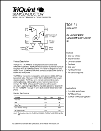 TQ5131 datasheet: 3V cellular band CDMA/AMPS RFA/Mixer IC TQ5131