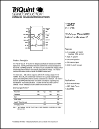 TQ5121 datasheet: 3V cellular TDMA/AMPS LNA/mixer receiver IC TQ5121