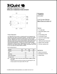 TQ9203 datasheet: Low-current cellular band downconverter IC TQ9203