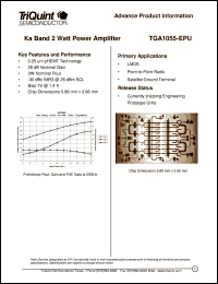 TGA1055-EPU datasheet: Ka band 2 watt power amplifier TGA1055-EPU