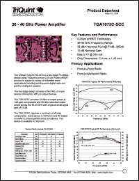 TGA1073C-SCC datasheet: 36-40 GHz power amplifier TGA1073C-SCC