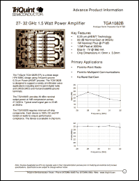 TGA1082B datasheet: 27-32 GHz 1.5 watt power amplifier TGA1082B