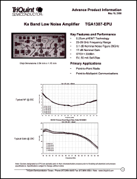 TGA1307-EPU datasheet: Ka band low noise amplifier TGA1307-EPU