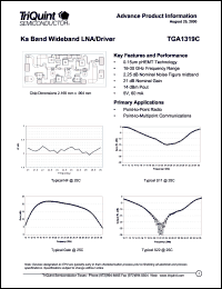TGA1319C datasheet: Ka band wideband LNA/driver TGA1319C