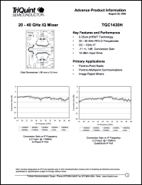 TGC1430H datasheet: 20-40 GHz X2 1Q mixer TGC1430H