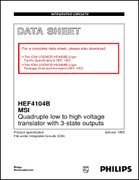 HEF4104BD datasheet: Quadruple low-to-high voltage translator with 3-state outputs HEF4104BD