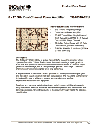 TGA6316-EEU datasheet: 6-17 GHz dual-channel power amplifier TGA6316-EEU