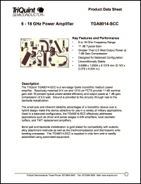 TGA8014-SCC datasheet: 6-18 GHz power amplifier TGA8014-SCC