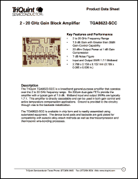 TGA8622-SCC datasheet: 2-20 GHz gain block amplifier TGA8622-SCC