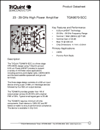 TGA9070-SCC datasheet: 12-29 GHz high power amplifier TGA9070-SCC