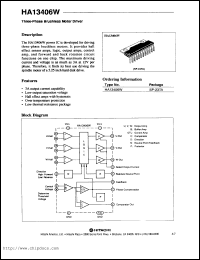 HA13406W datasheet: Three-phase brushless motor driver HA13406W